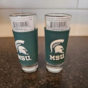 Michigan State University MSU 2 Ounce Shot Glasses Set Of 2 NIP